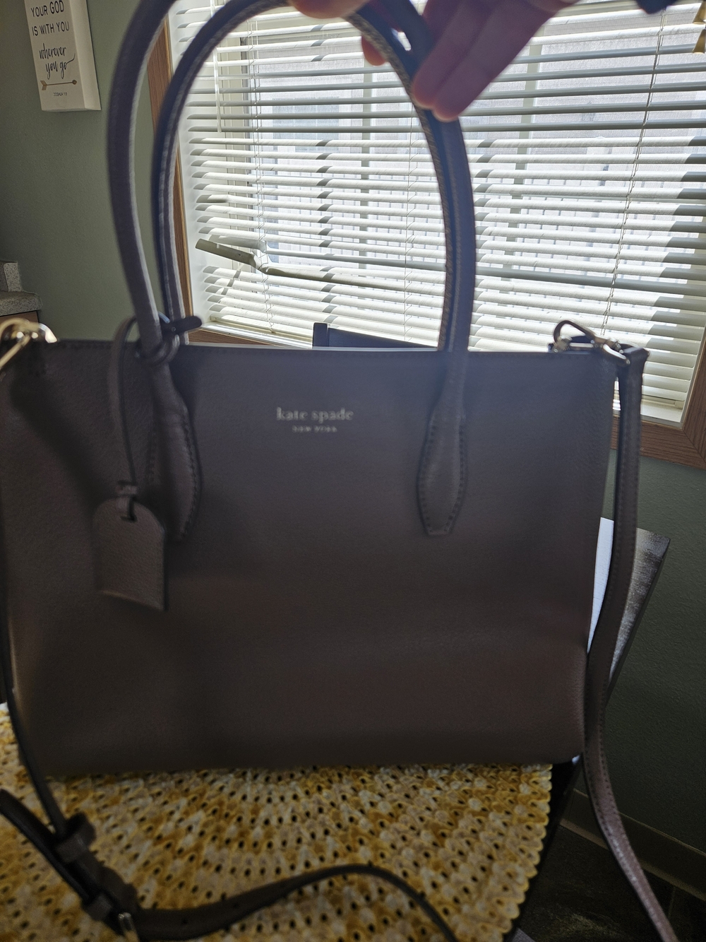 kate spade Taupe Leather Satchel with Shoulder Strap